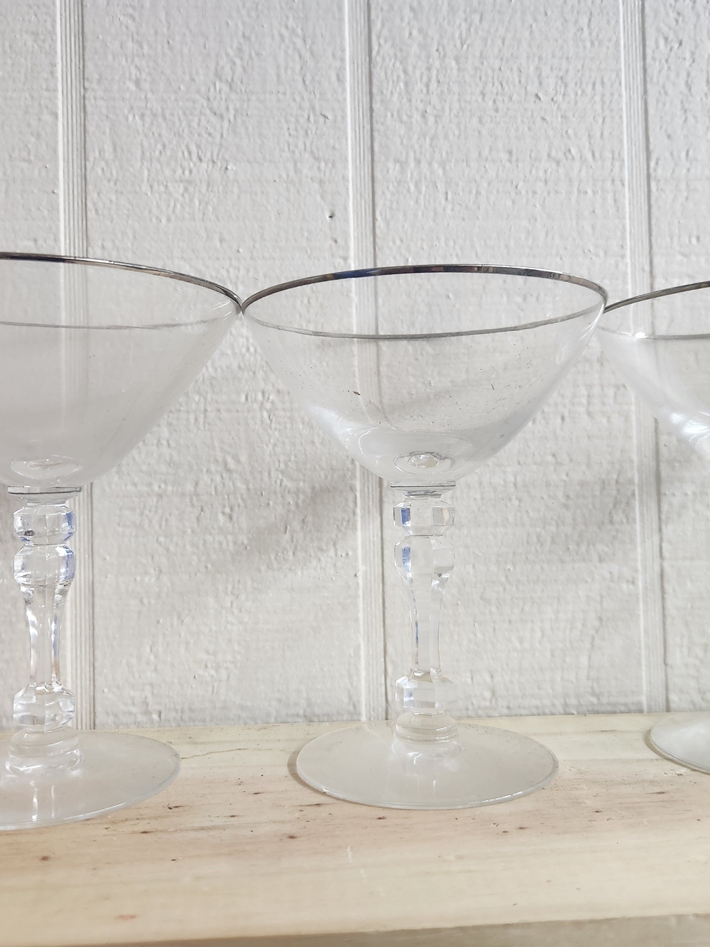LimdleyClear Cocktail Glass with Silver Rim - Set of 4